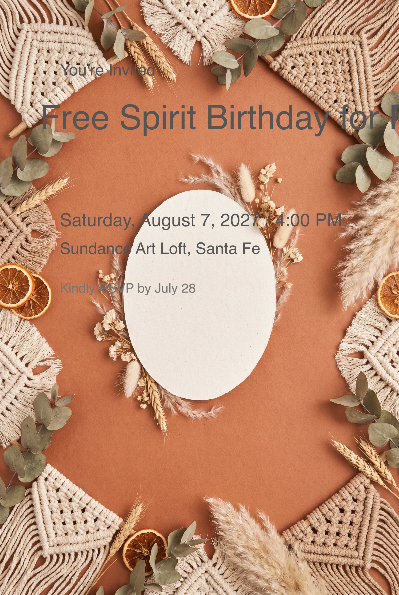 Bohemian Feather Birthday Invitation 