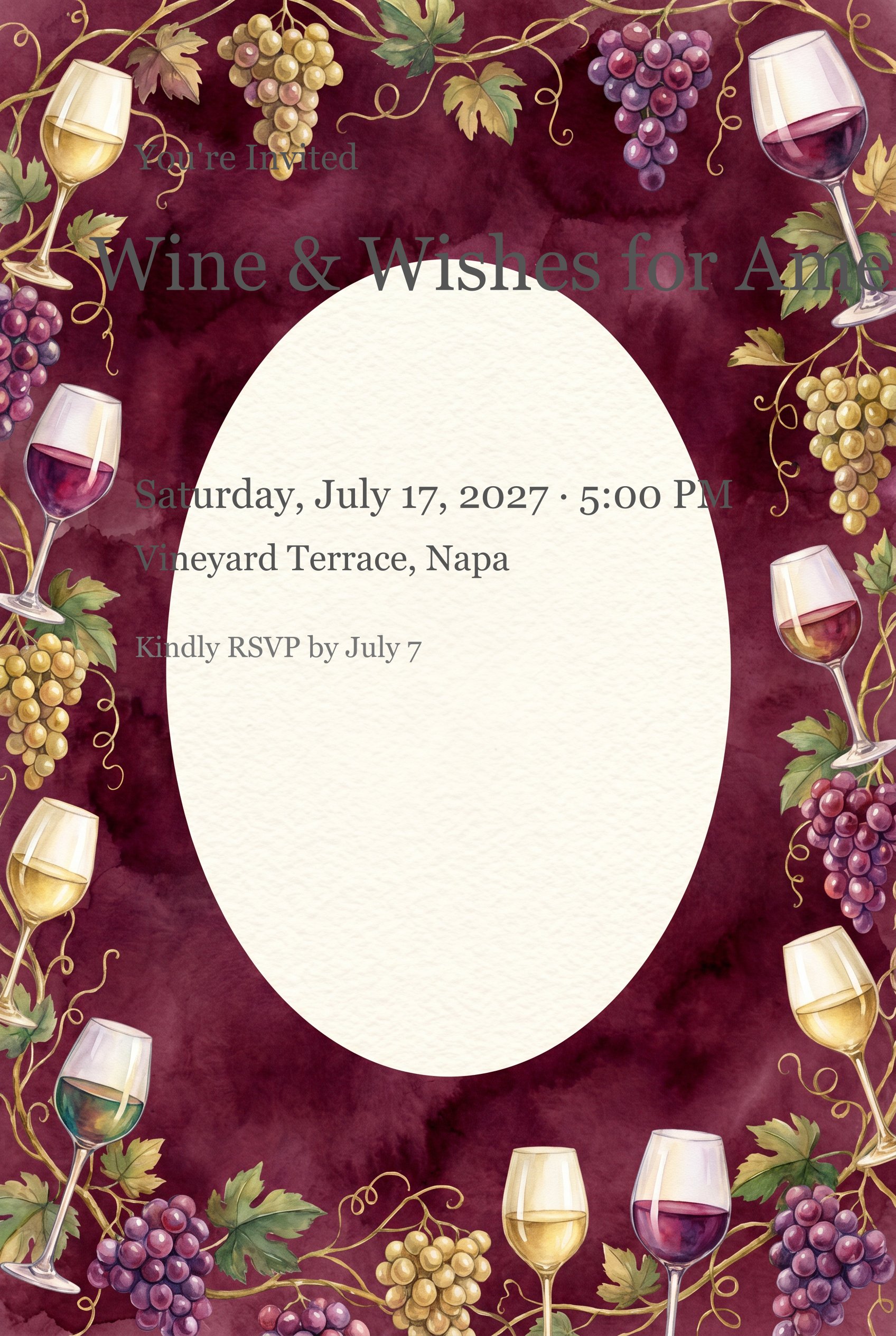 Wine Tasting Birthday Invitation