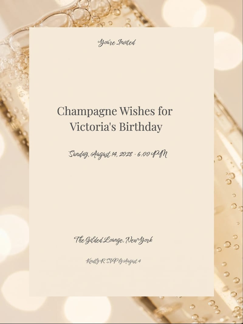 Champagne Bubbles Women's Birthday Invitation invitation