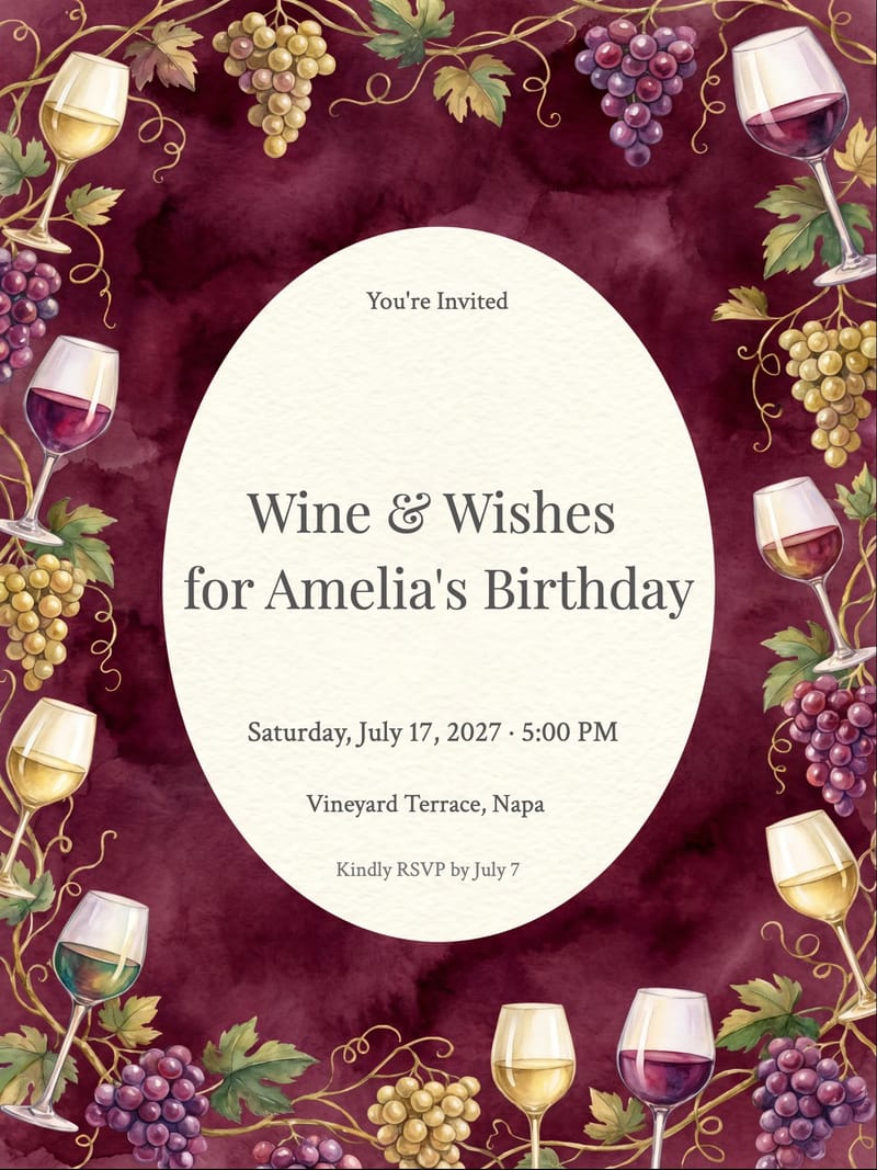 Wine Tasting Birthday Invitation invitation
