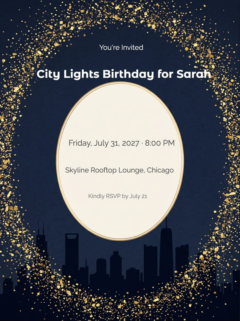 City Chic Birthday Invitation invitation