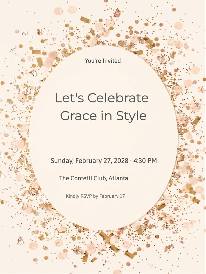 Golden Confetti Birthday Invitation invitation