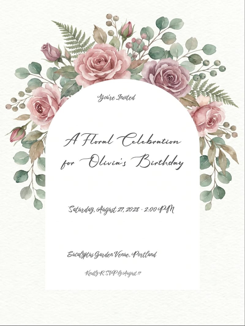 Floral Crown Women's Birthday Invitation invitation