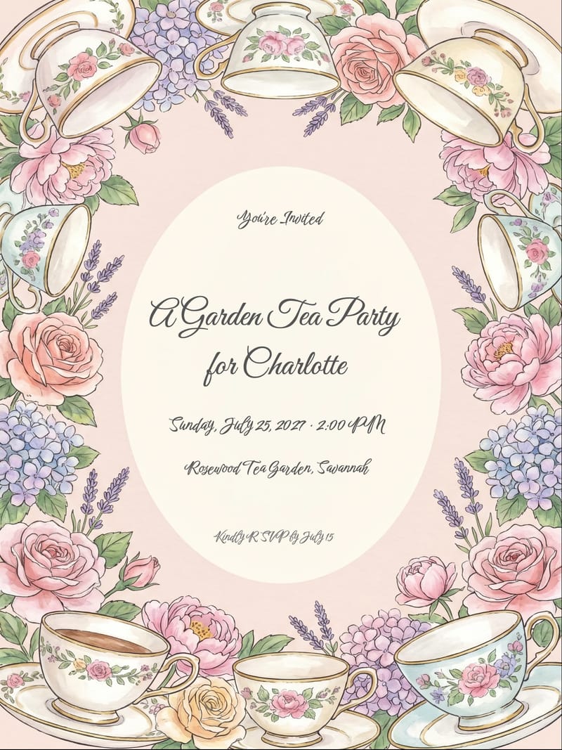 Garden Party Birthday Invitation invitation