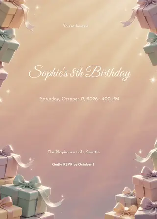 Pastel Gift Boxes Kids Birthday Invitation invitation
