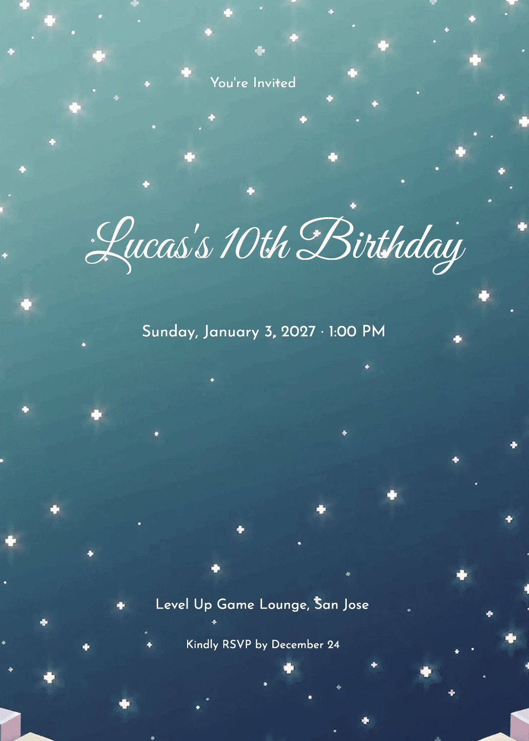 Pixel Blocks Gaming Birthday Invitation 