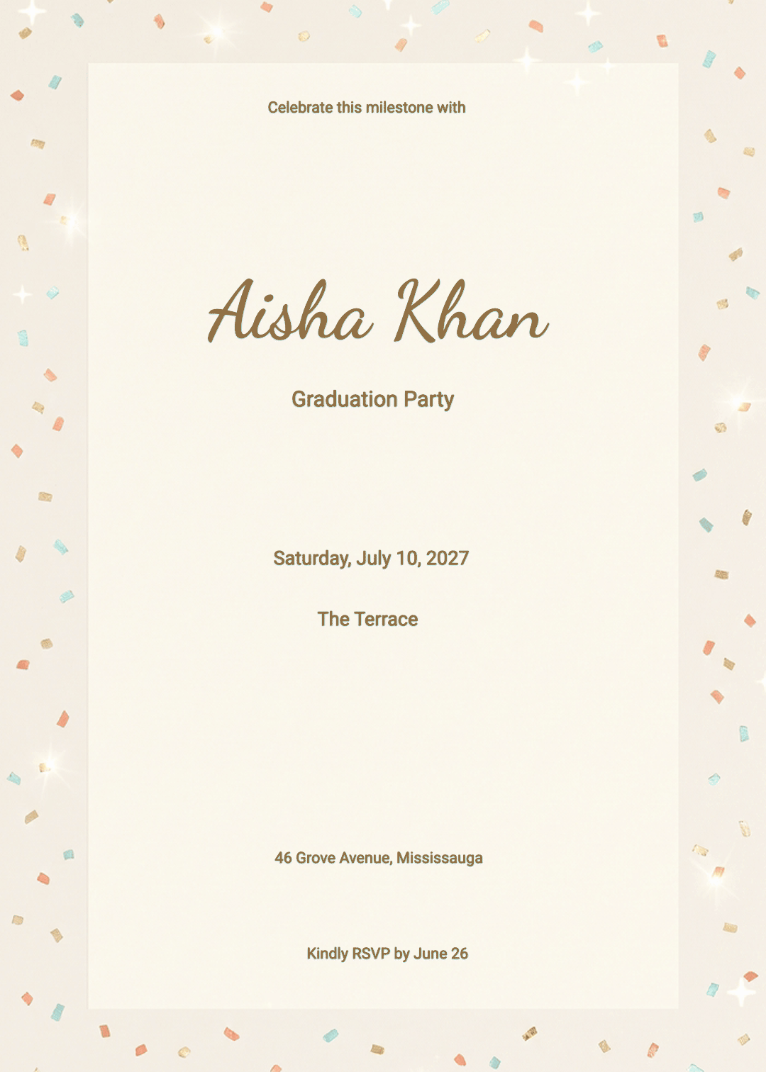 Ivory Celebration Confetti Graduation Party Invitation 