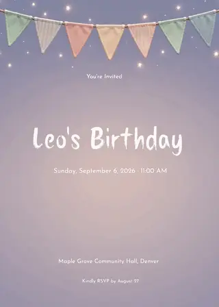 Pastel Bunting & Sparkle Kids Birthday Invitation invitation
